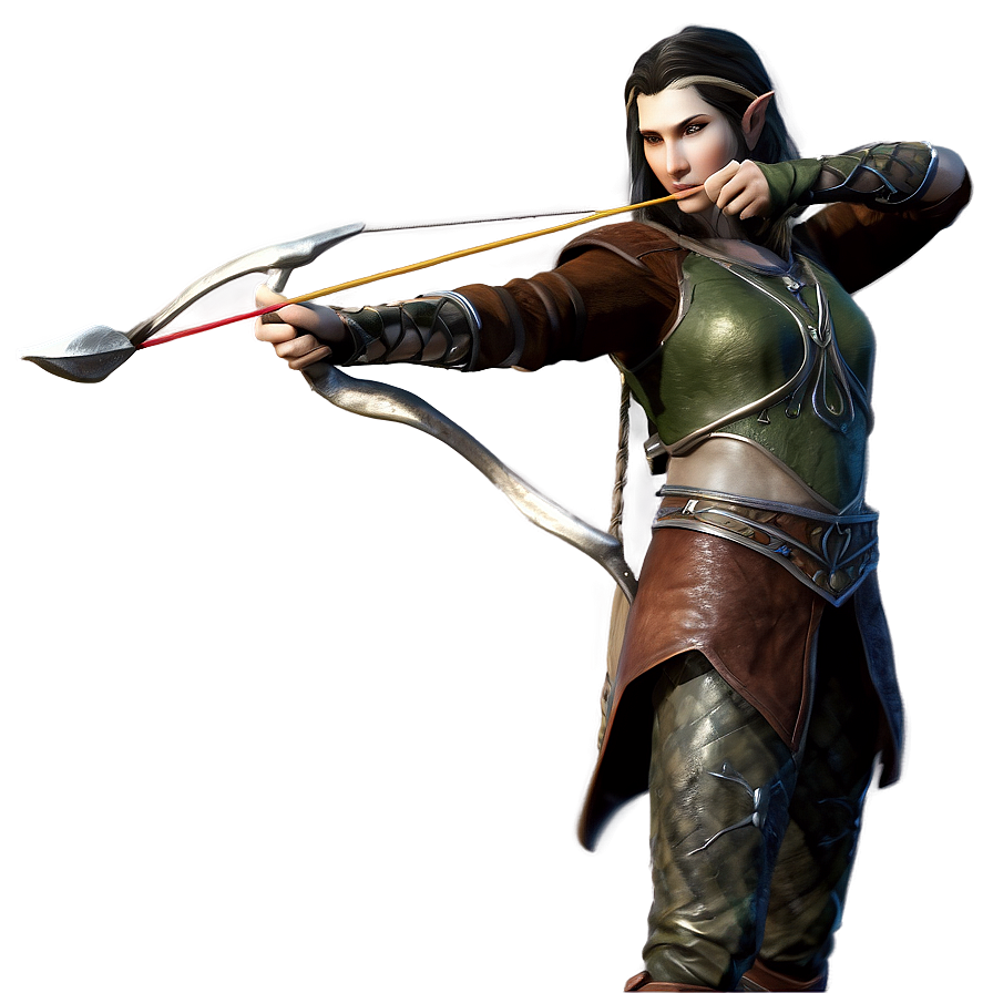 Elven Archer In Action Png 40