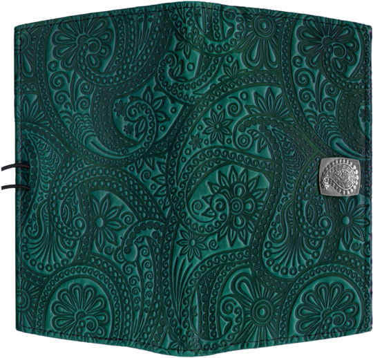 Embossed Leather Wallet Teal Floral Design