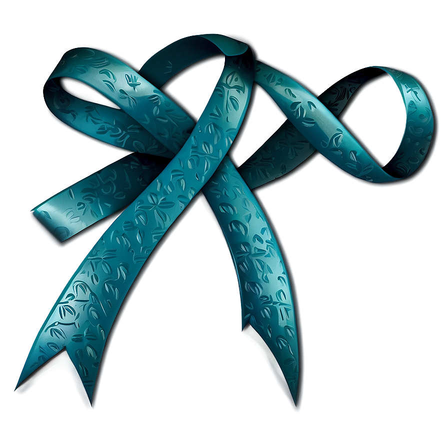 Embossed Teal Ribbon Graphic Png 06282024