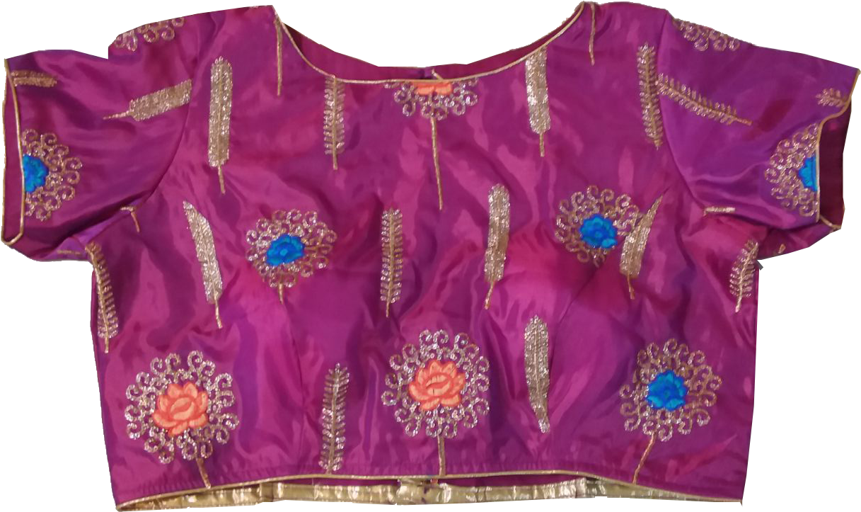 Embroidered Purple Silk Blouse