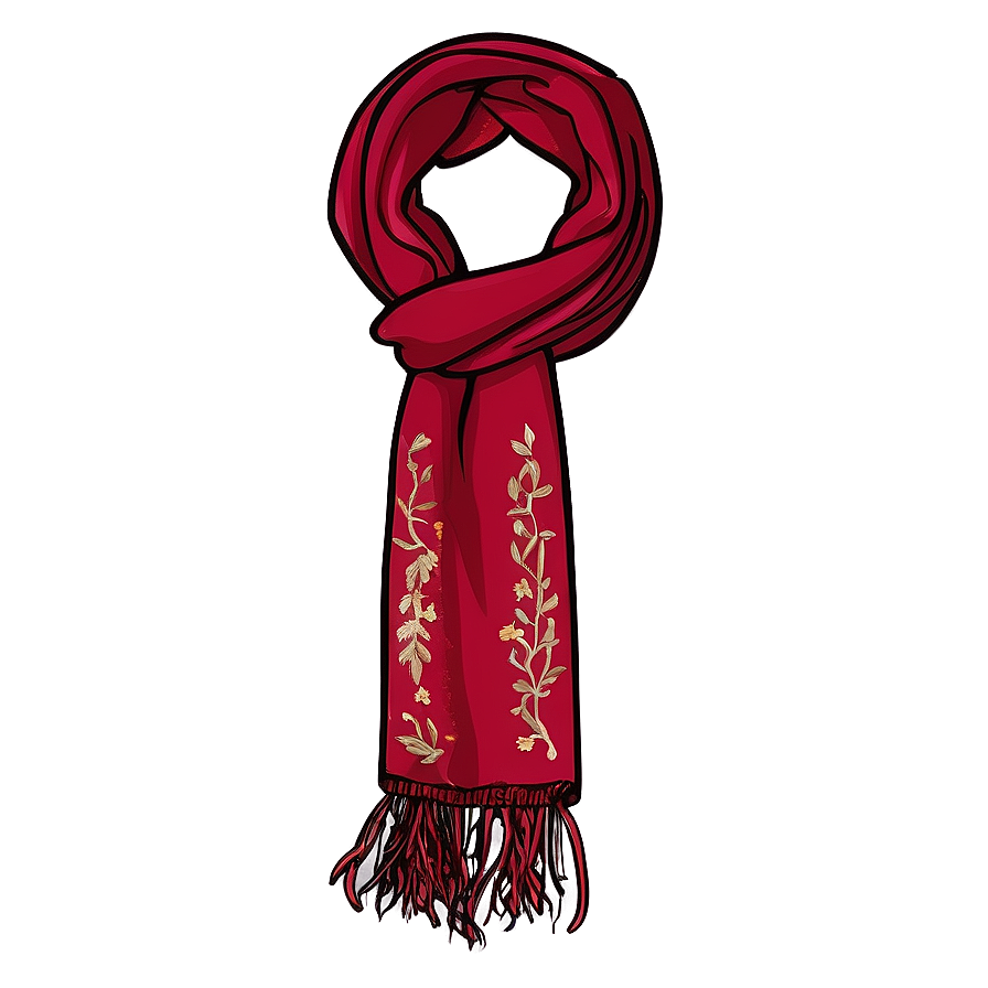 Embroidered Red Scarf Png Wmp