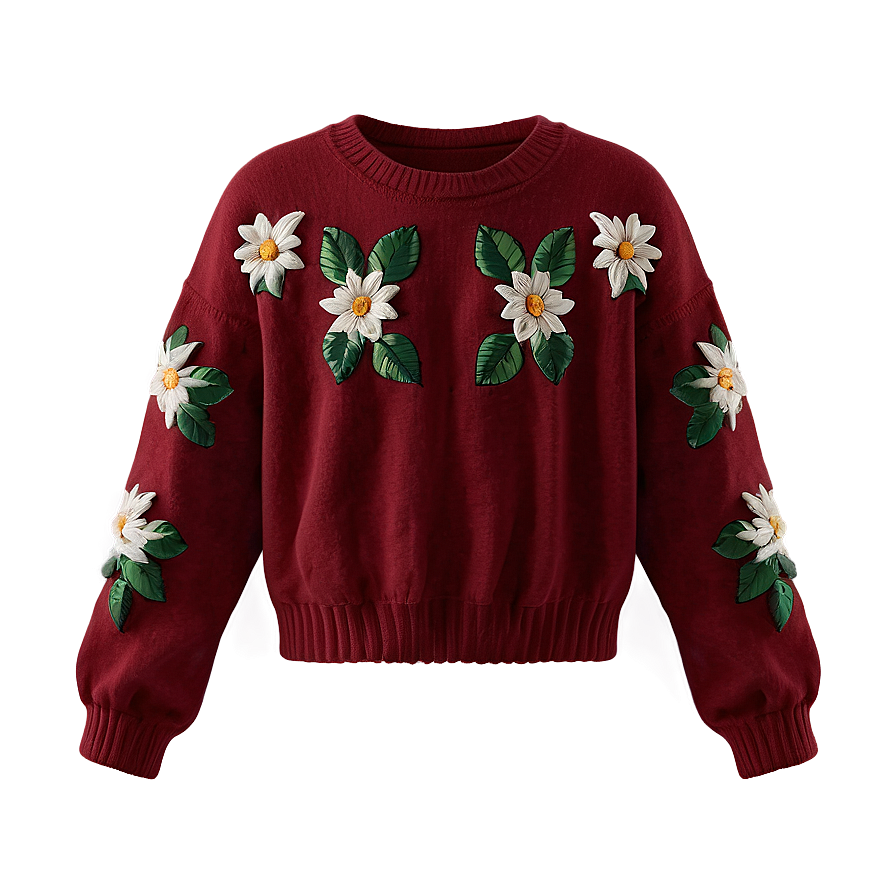 Embroidered Red Sweater Png 06292024