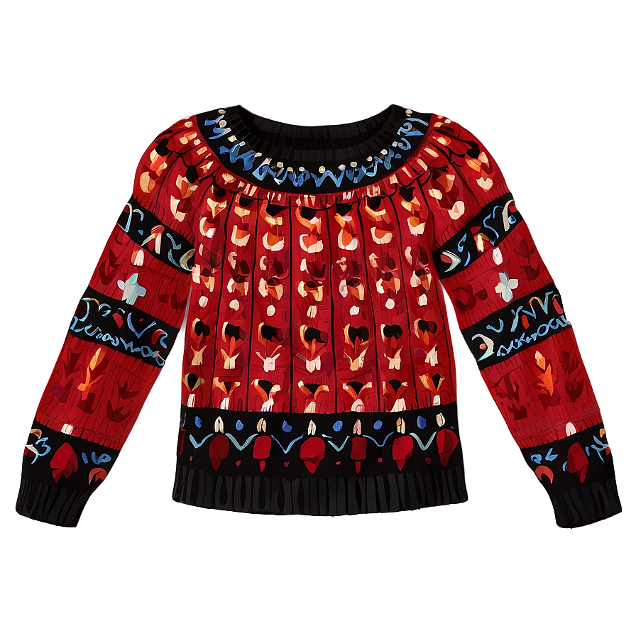 Embroidered Red Sweater Png 06292024