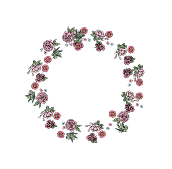 Embroidered Rose Wreath Design