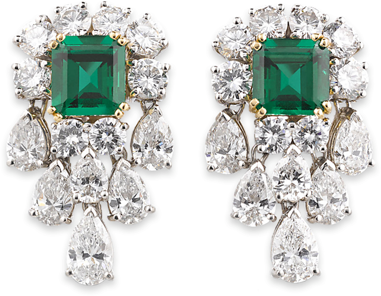 Emerald Diamond Chandelier Earrings