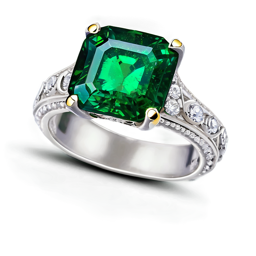 Emerald Engagement Ring Png 80