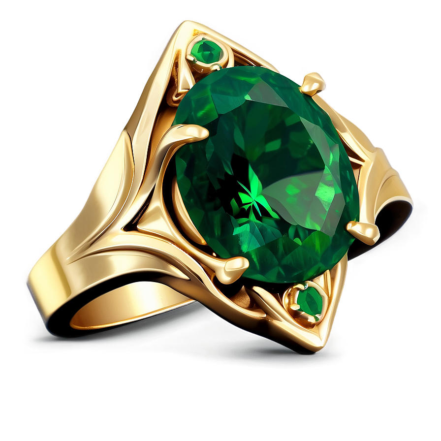 Emerald In Gold Setting Png Tbv71