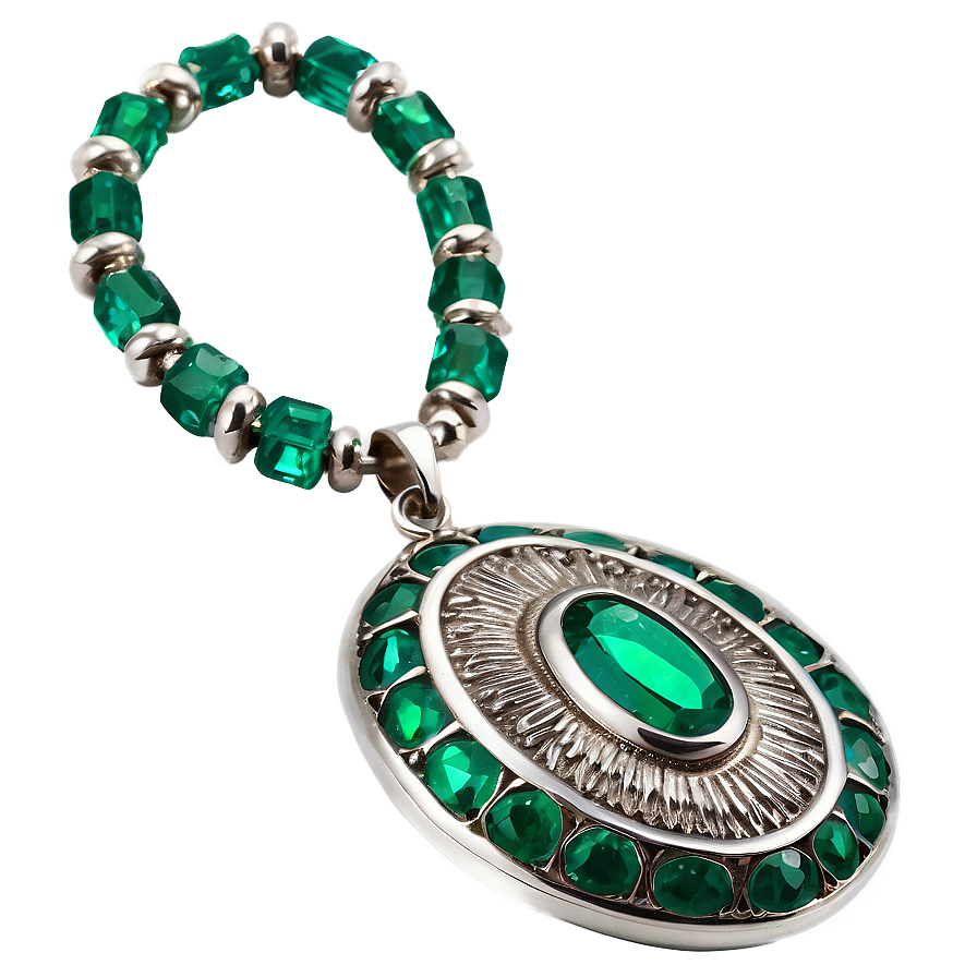 Emerald In Silver Locket Png Qqr31