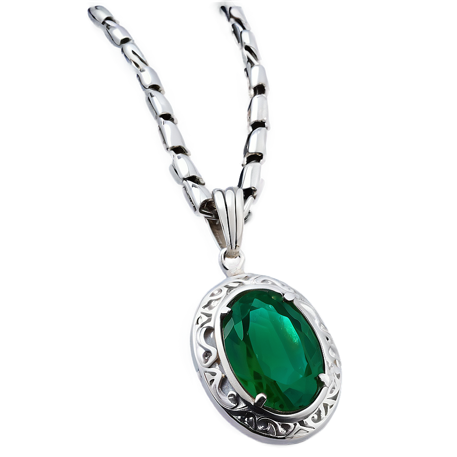 Emerald In Silver Locket Png Sfn