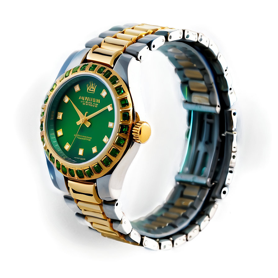 Emerald Studded Watch Png 06122024