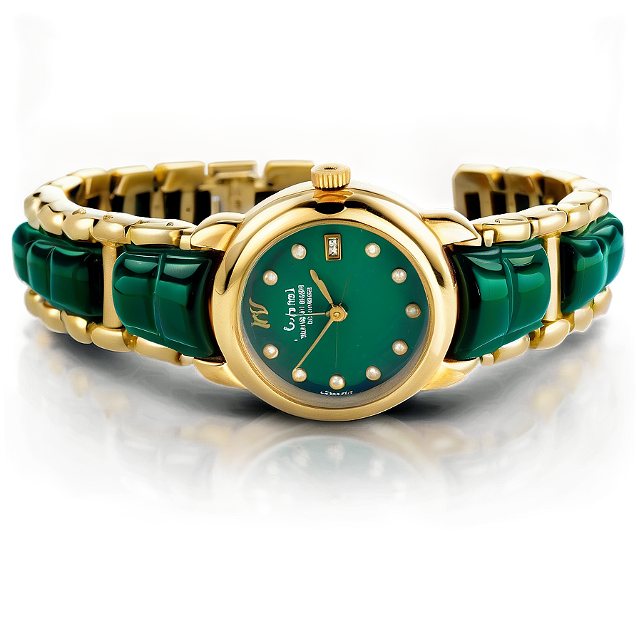 Emerald Studded Watch Png Snh67