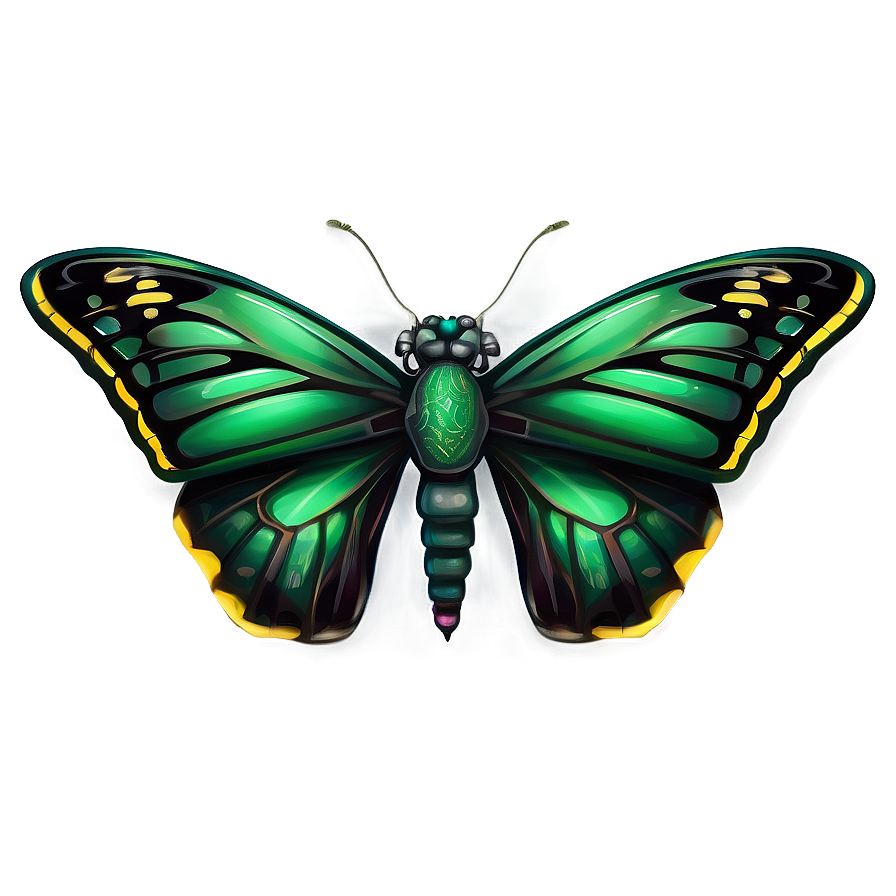 Emerald Winged Butterfly Illustration Png Rwp46