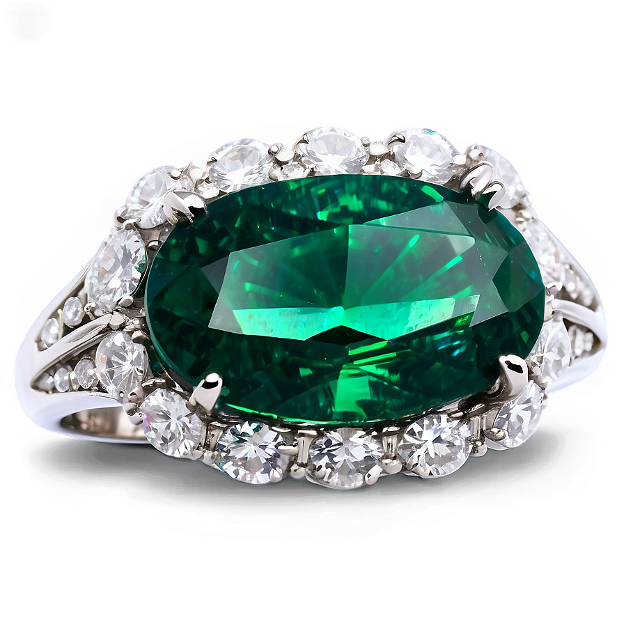 Emerald With Diamond Halo Png Bwm