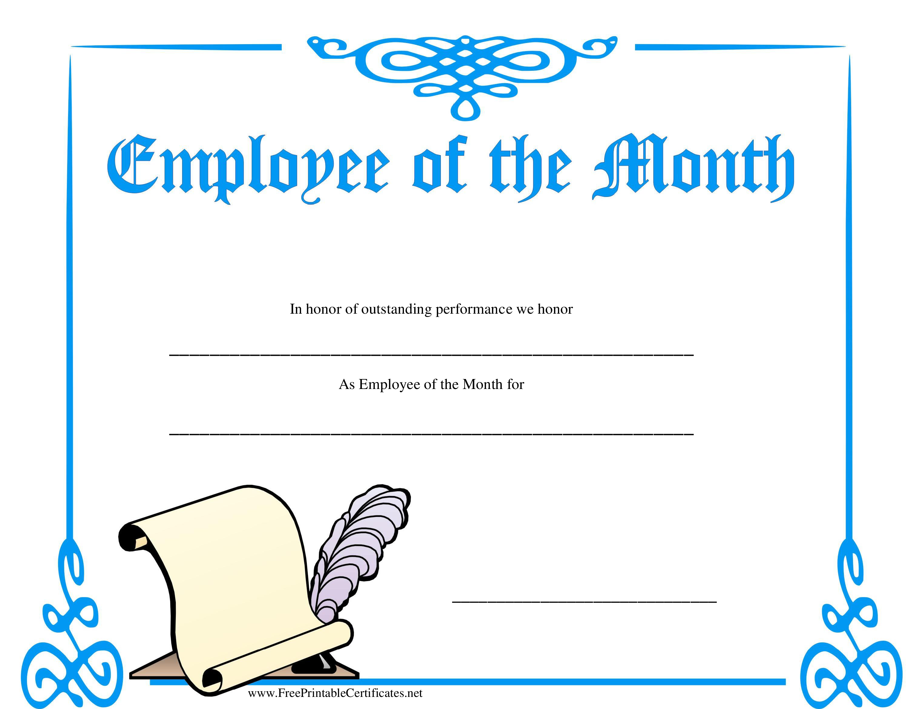 Employeeofthe Month Certificate Template