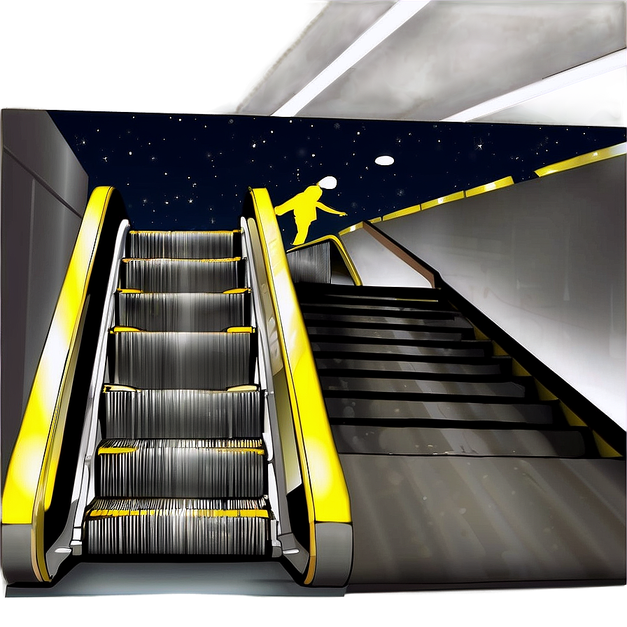 Empty Escalator At Night Png 20