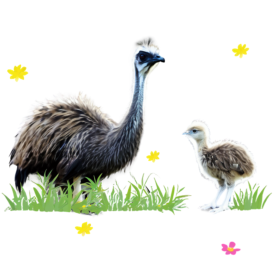 Emu With Chick Png 06252024