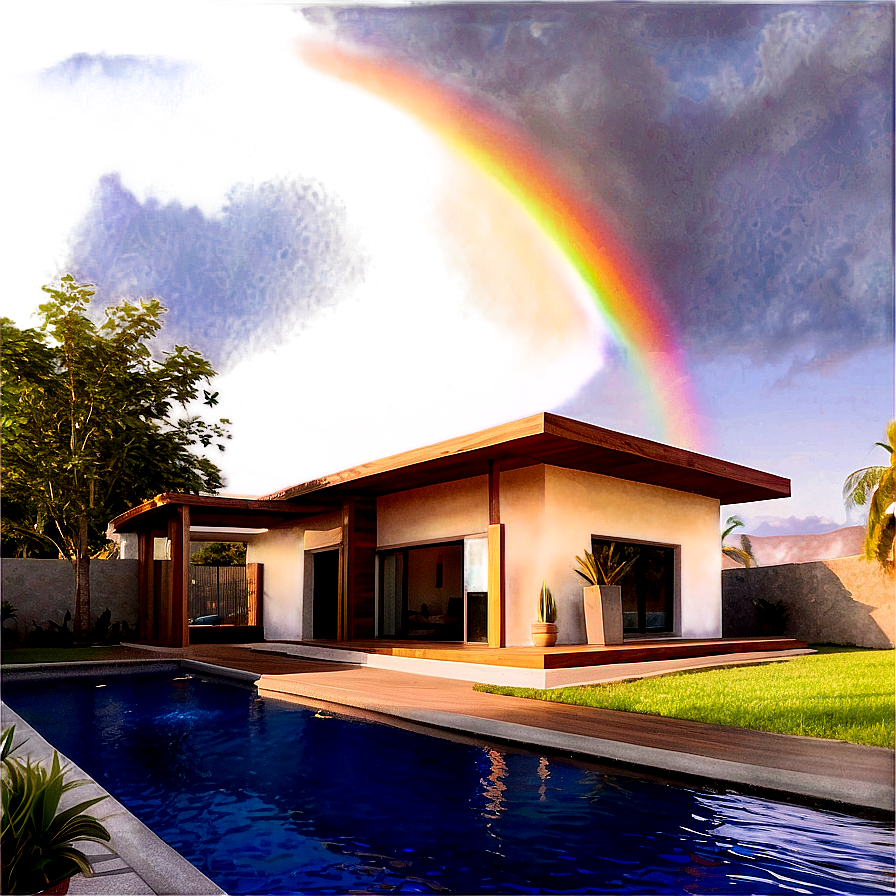 Encanto House With Rainbow Png 64