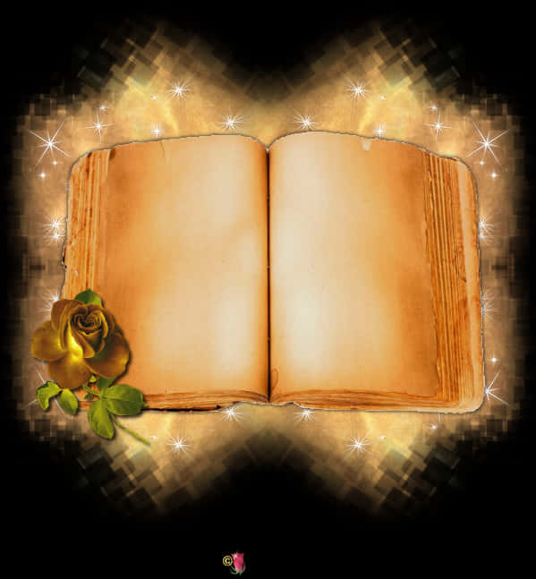 Enchanted Open Bookwith Rose