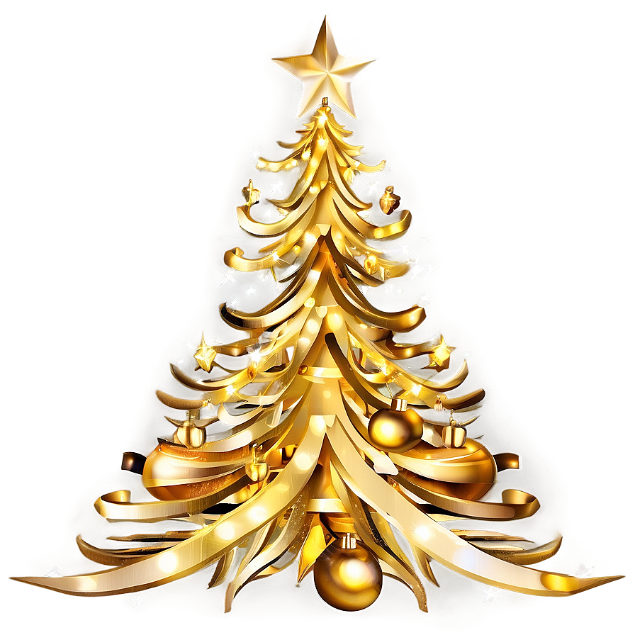 Enchanting Gold Christmas Tree Night Png 19