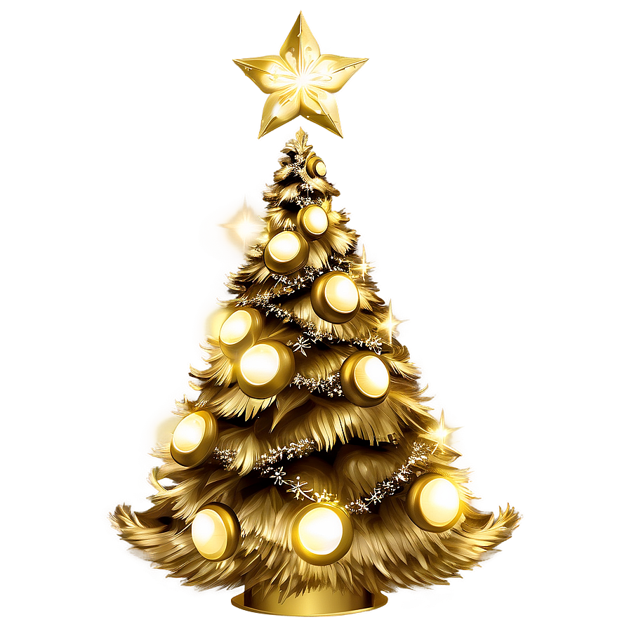 Enchanting Gold Christmas Tree Night Png Dwq74