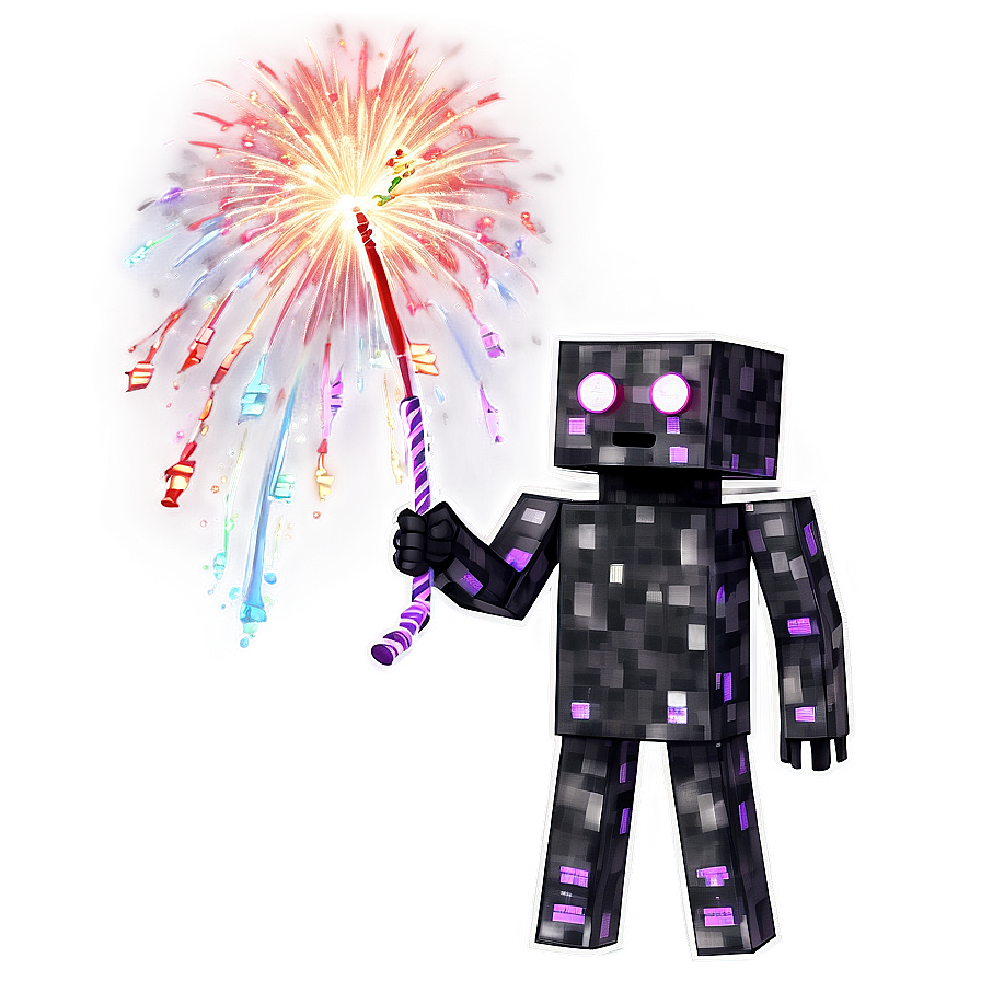 Enderman With Fireworks Background Png 7