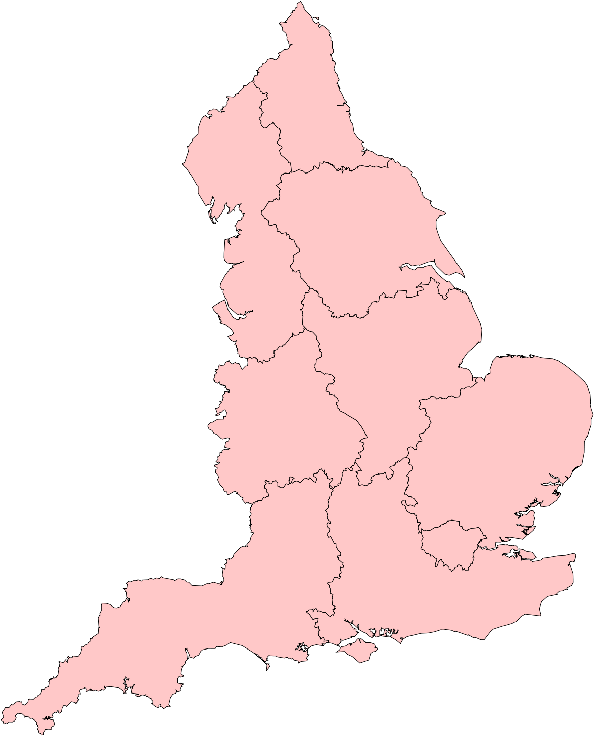 England Administrative Division Map