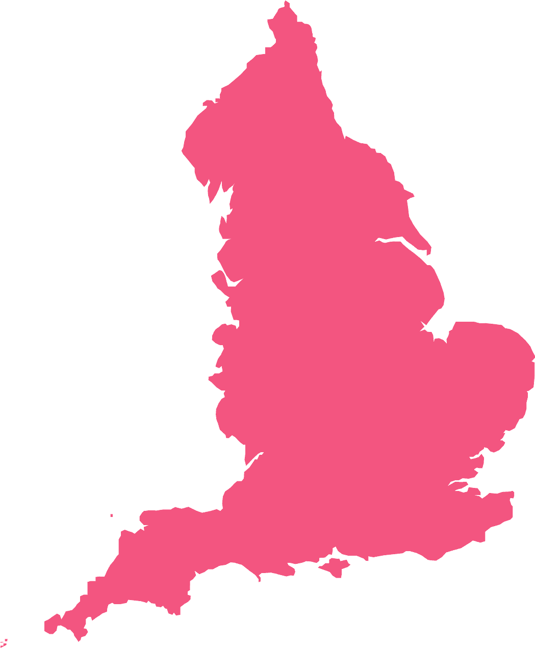 England Outline Map Pink