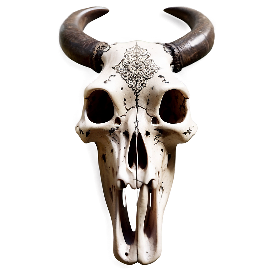 Engraved Bull Skull Image Png 06122024