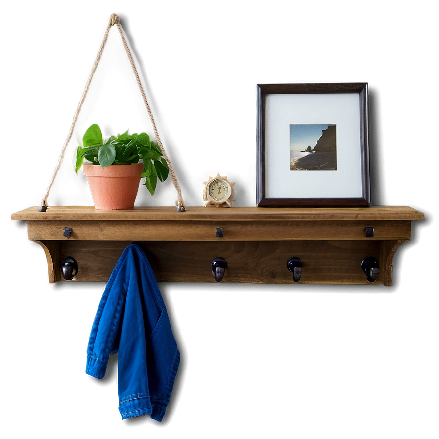 Entryway Wall Shelf With Hooks Png 06282024