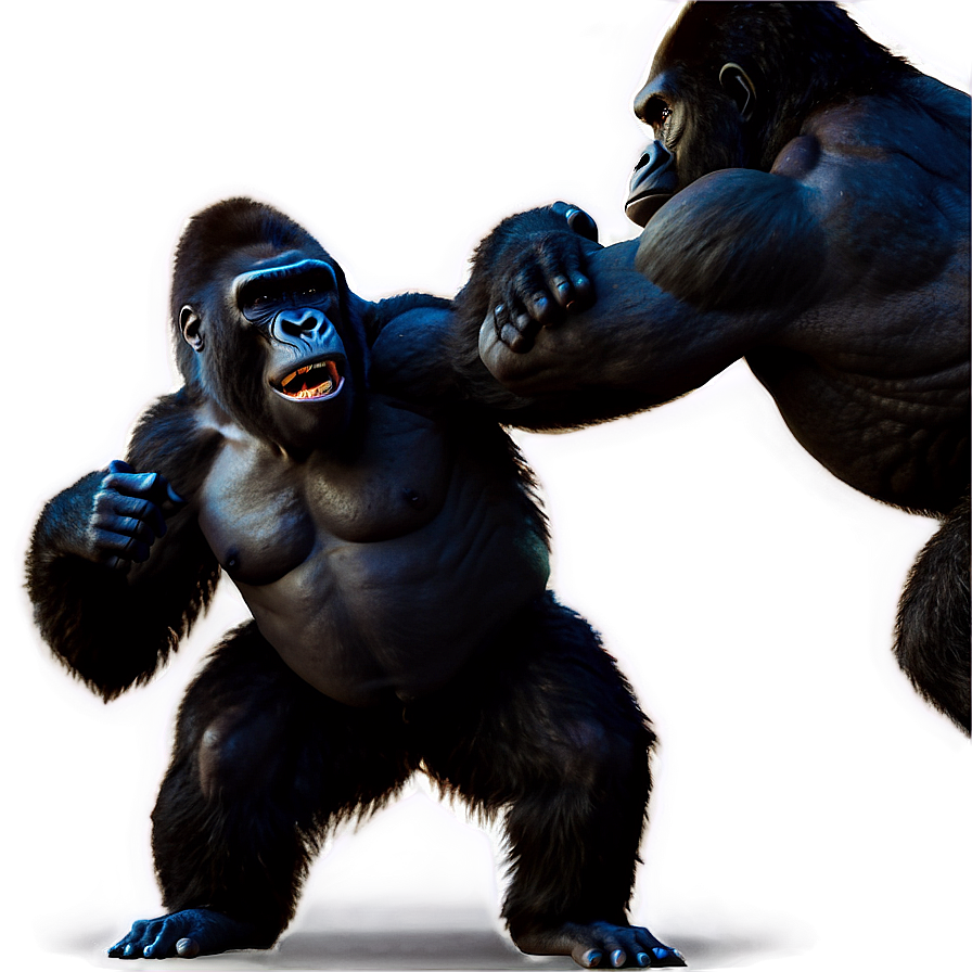 Epic Gorilla Battle Scene Png Tbm61