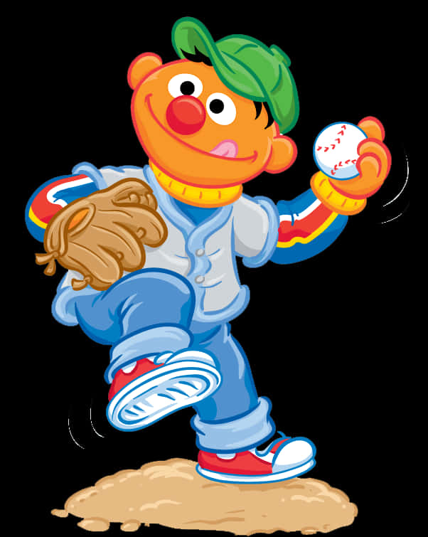 Ernie Baseball Pitch Illustration