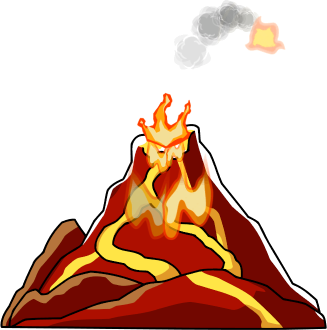 Erupting Volcano Cartoon Illustration