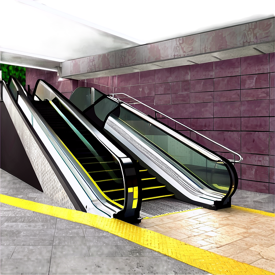 Escalator In Urban Subway Png Qlx