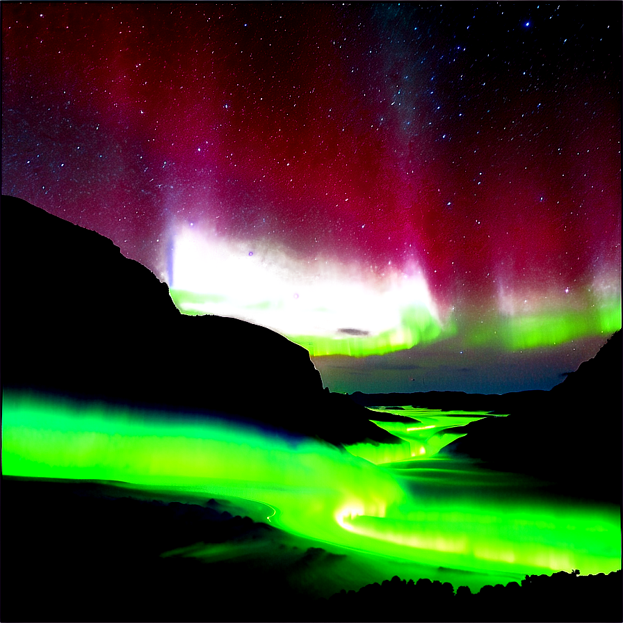 Ethereal Aurora Over Canyons Png 13