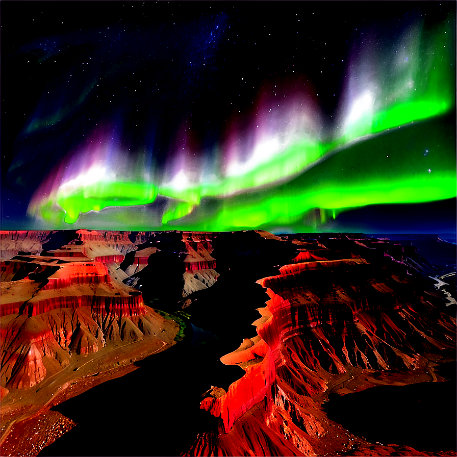 Ethereal Aurora Over Canyons Png Xig87