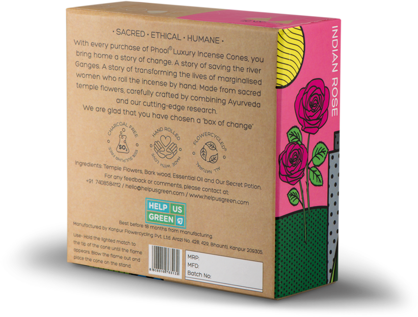 Ethical Luxury Incense Cones Packaging Indian Rose