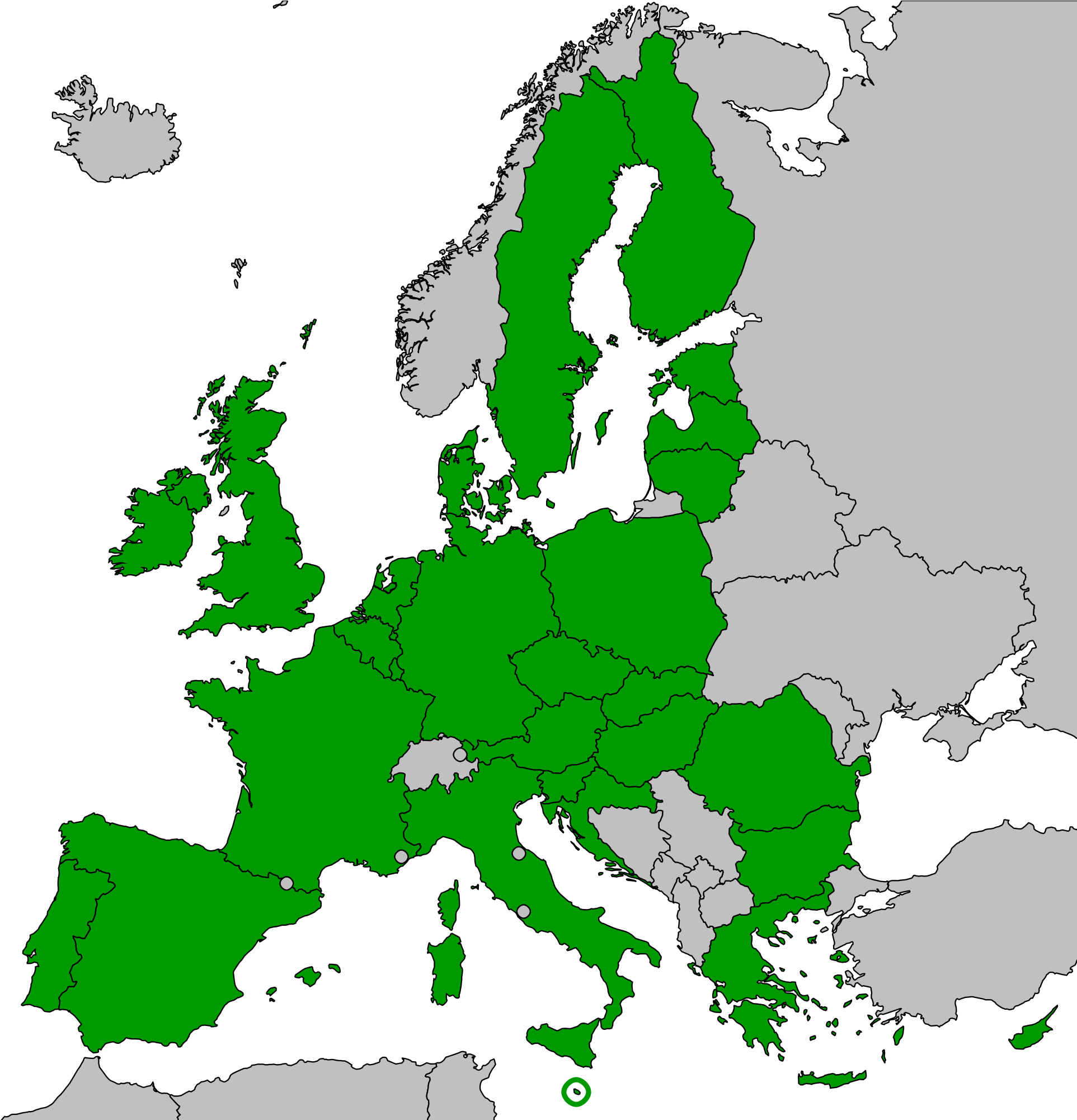 Europe Map Green Countries