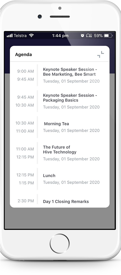 Event Agenda Smartphone Display