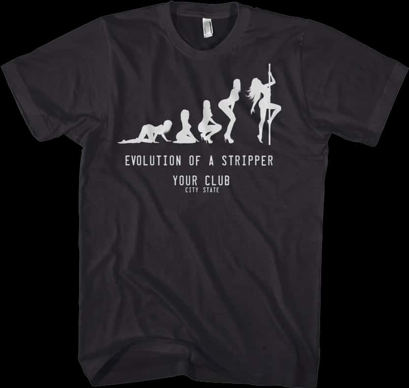 Evolution Stripper Black T Shirt Design