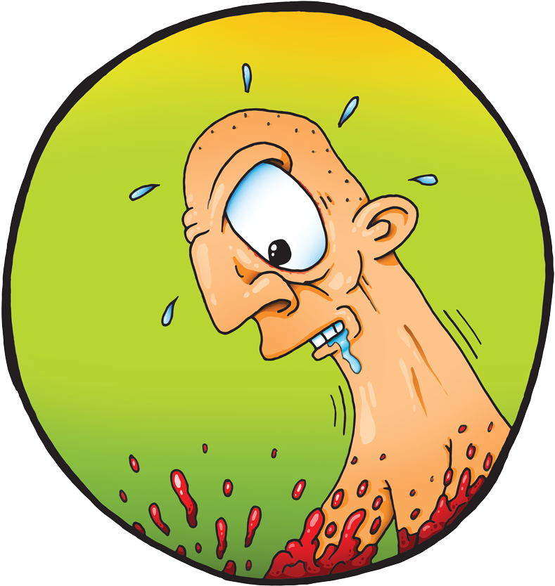 Exaggerated Cartoon Sweating Man