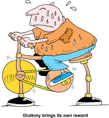 Exhausted Cartoon Man Exercising