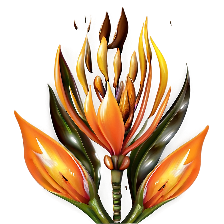 Exotic Orange Floral Png Lbv