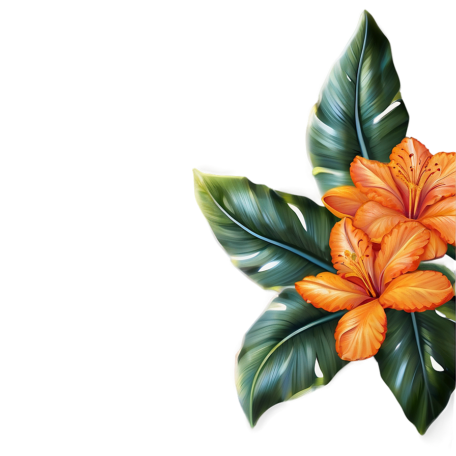 Exotic Orange Floral Png Qpw54