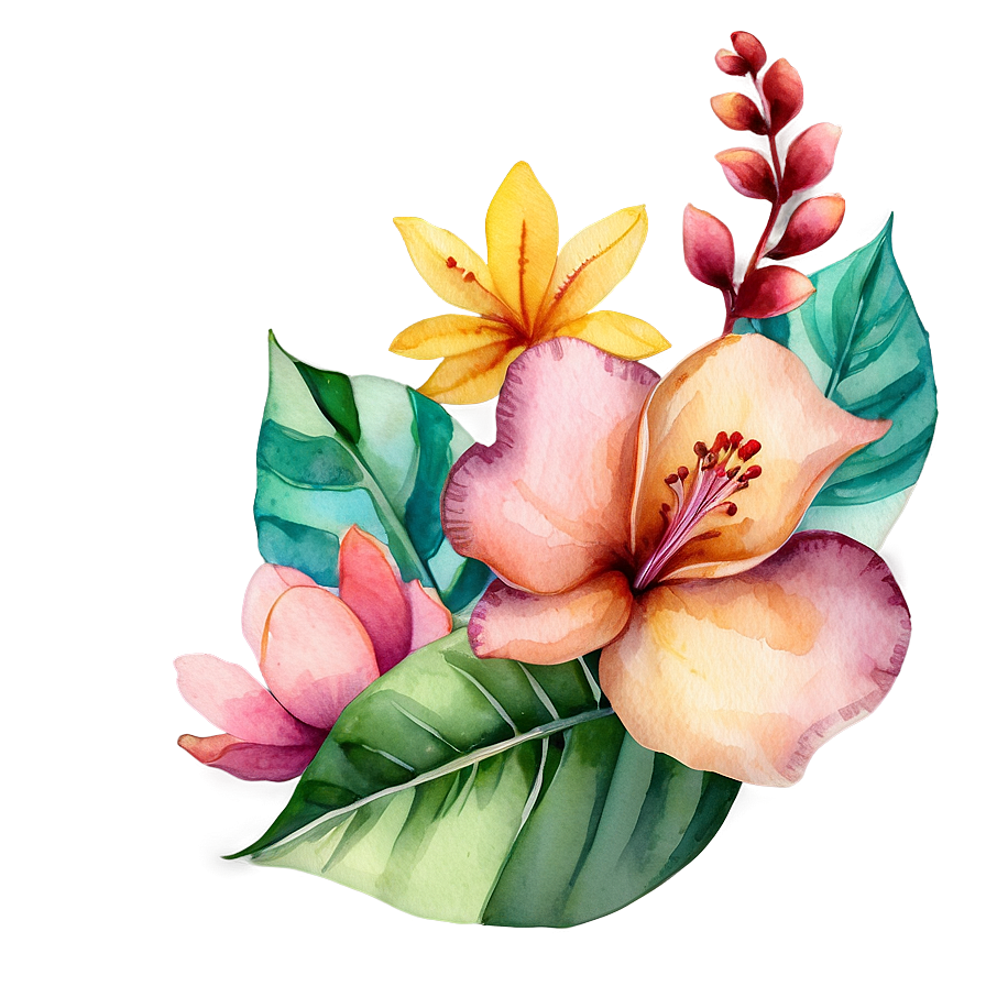 Exotic Watercolor Flowers Png Ihd65