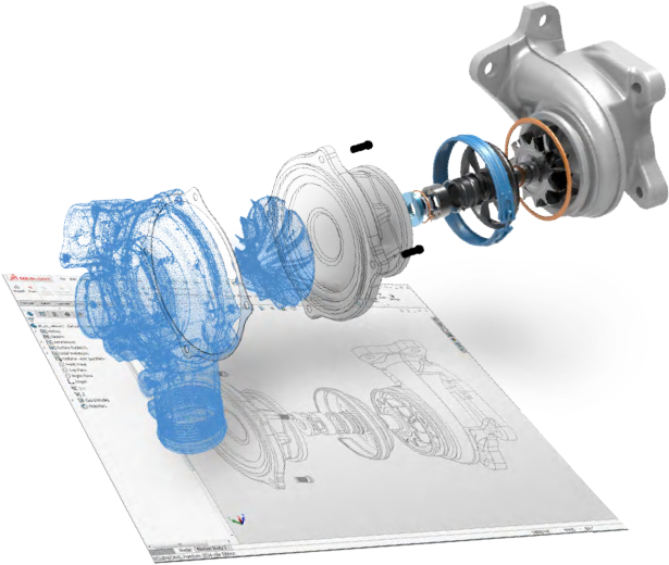 Exploded View Car Turbocharger Design