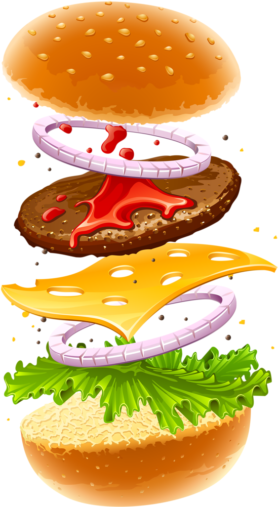 Exploded View Cheeseburger Illustration