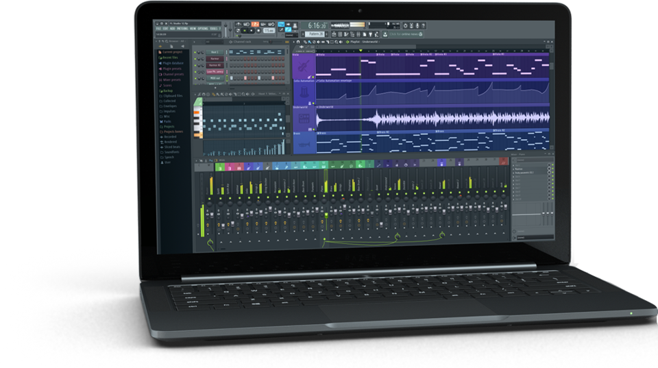 F L Studio Software Interfaceon Laptop