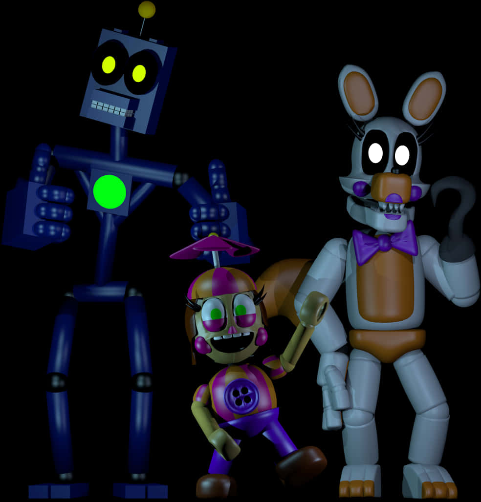 F N A F Animatronic Group Pose