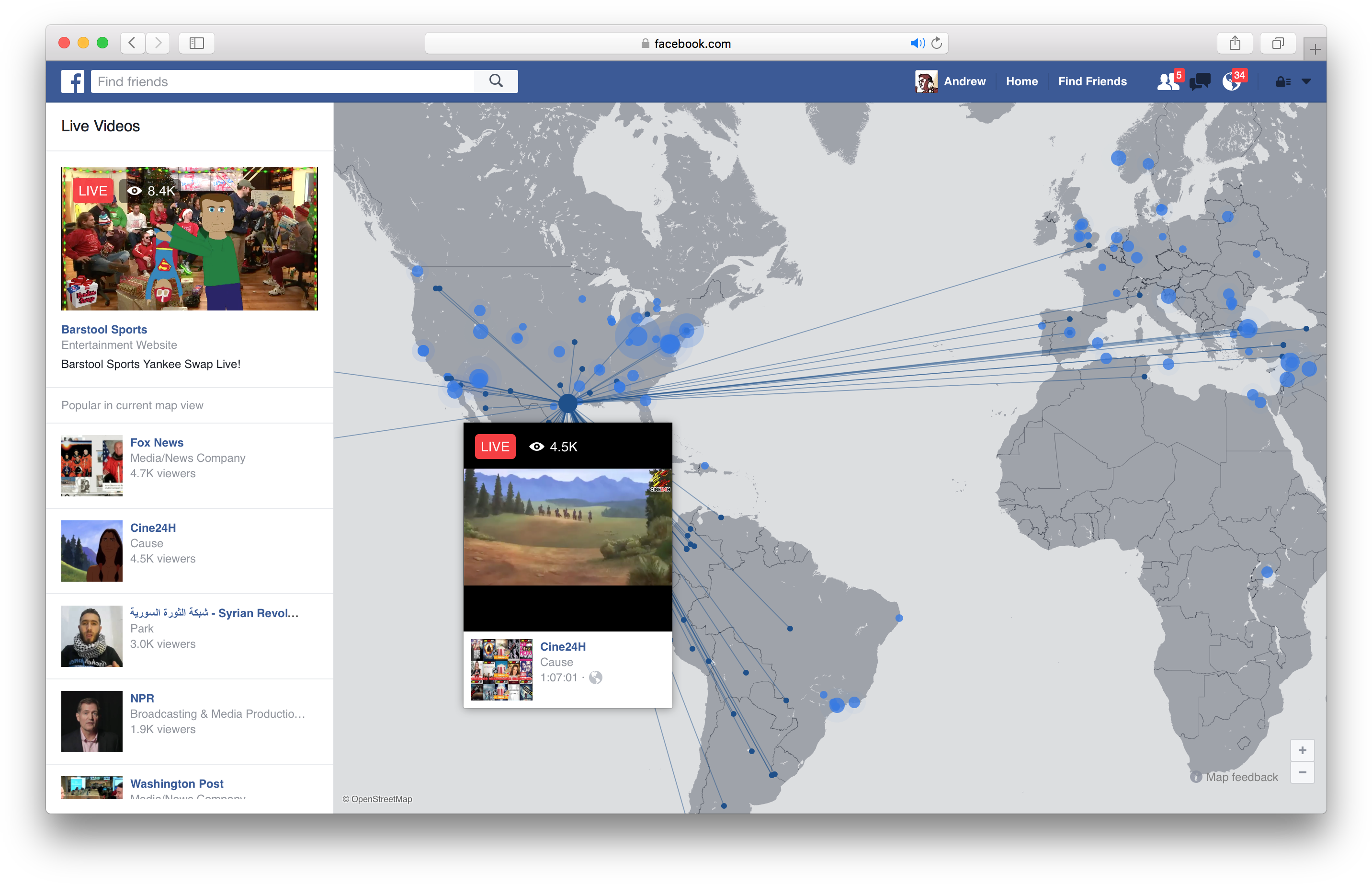 Facebook Live Global Broadcast Map