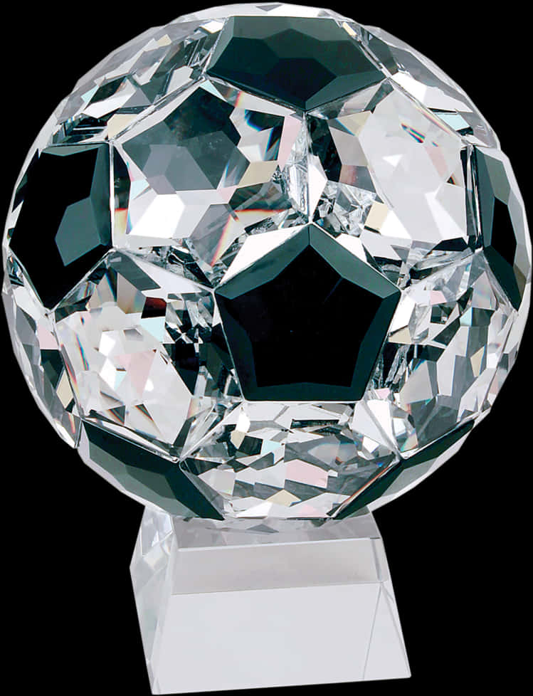 Faceted Crystal Soccer Ballon Pedestal